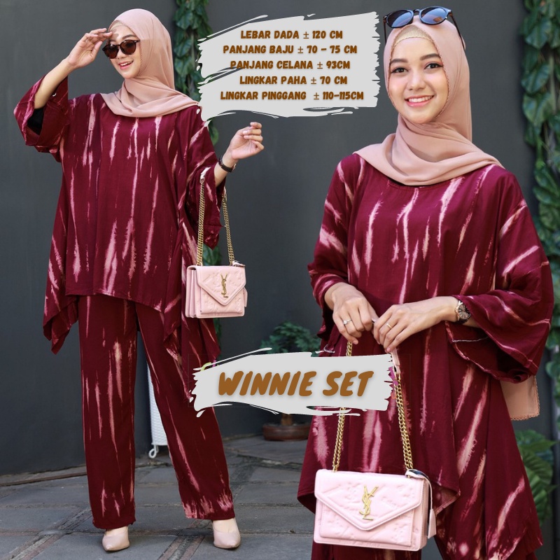 BAJU WANITA SETELAN TIE DIE DYE WAKA JUMBO SINTIA SET BUSUI ONE SET RAYON MOTIF KEKINIAN-WINNE MAROOON