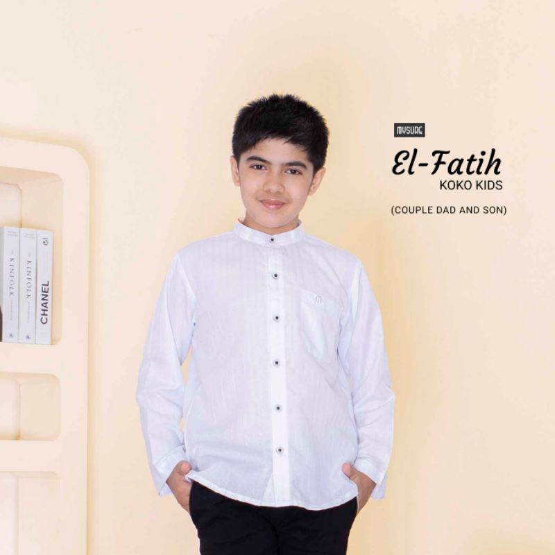 Baju Koko Anak Warna Putih El-Fatih Koko Kids by Mysure baju koko anak cowok lengan panjang lebaran 