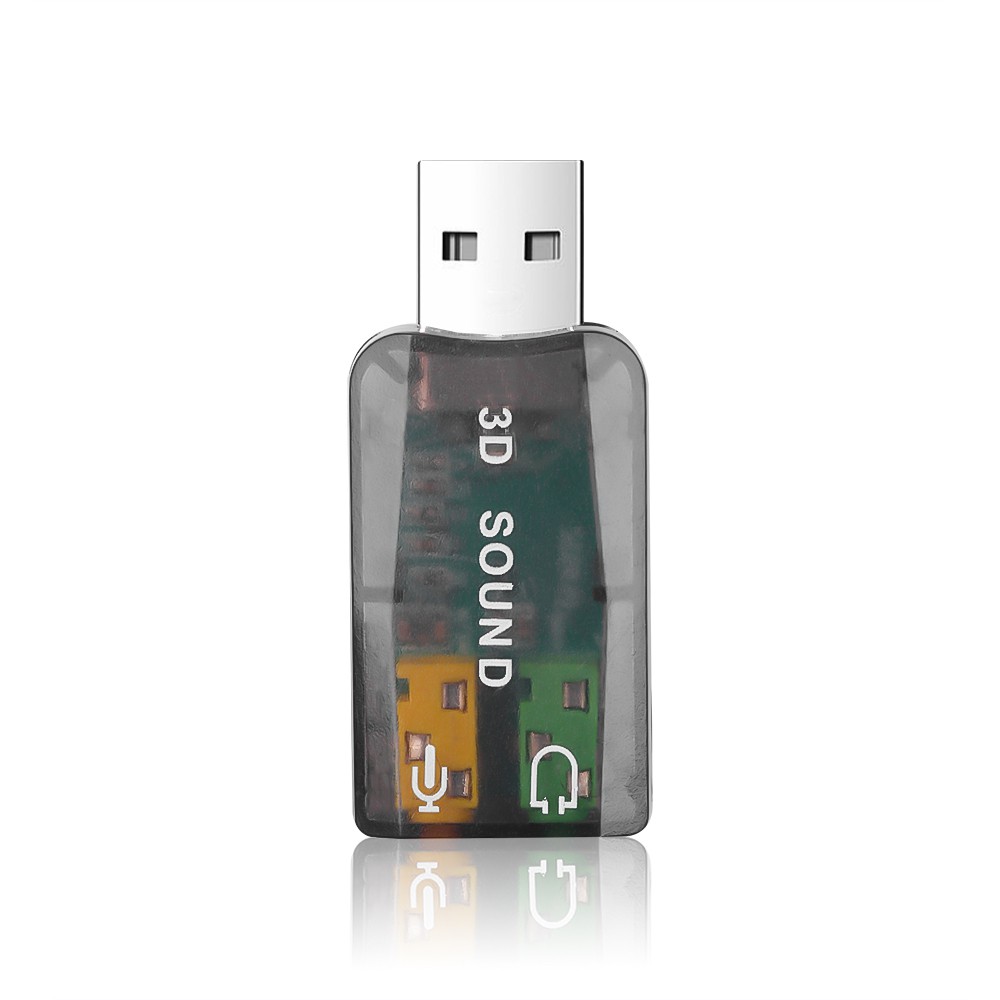 Adapter Sound Card Eksternal Interface Audio 3.5mm USB 3D Untuk Komputer