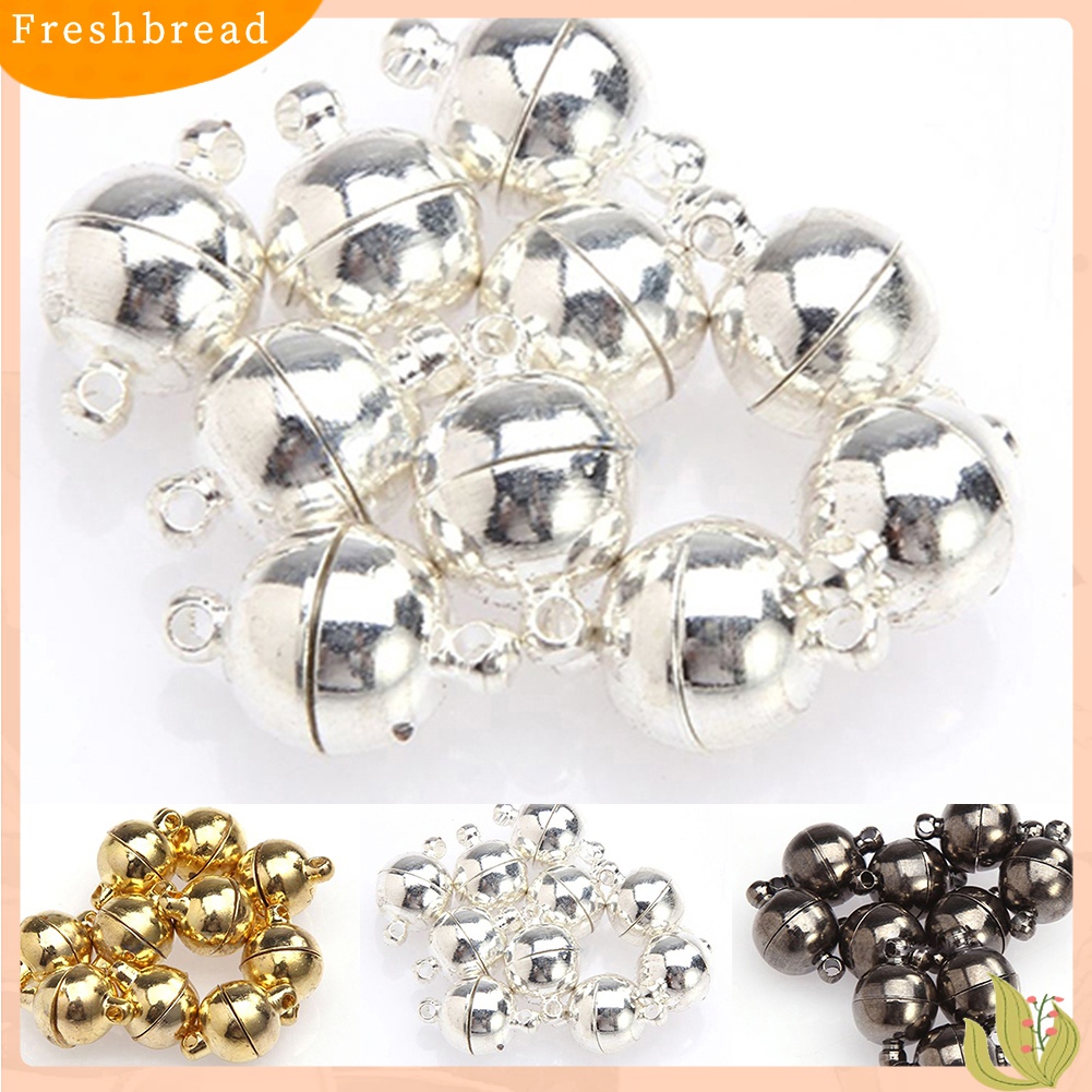 [Fresh] 10Pcs 6mm / 8mm Kalung Clasp Magnetik Bentuk Bola Bulat DIY