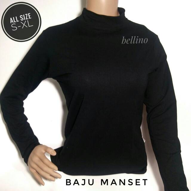 Baju Manset Spandek / Kaos Oblong Tangan Panjang Berkualitas Baju Manset Leher Tinggi All Size Fit XL