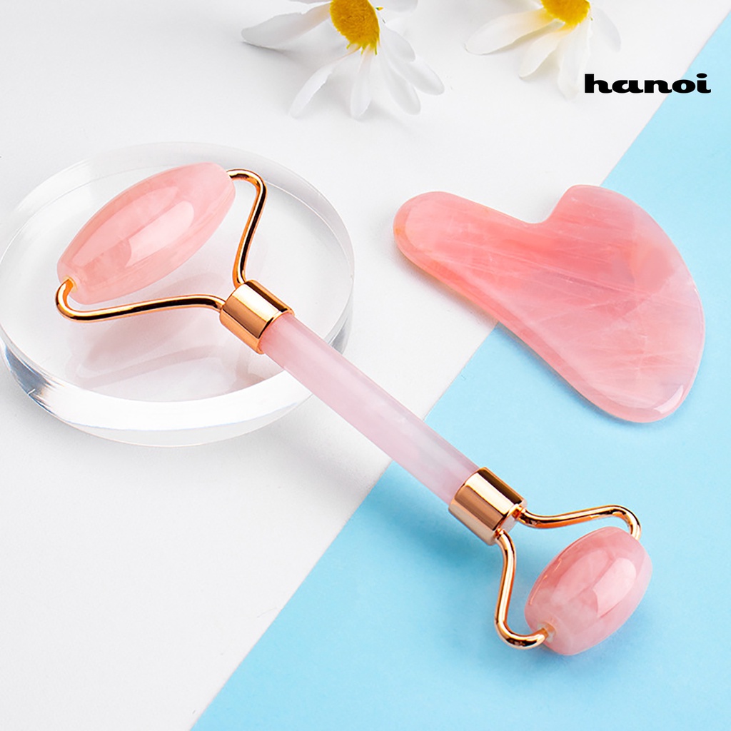 HQTM_2Pcs/Set Guasha Roller Set Multipurpose Double Head Skin Care V Shape Facial Slim Roller for Body