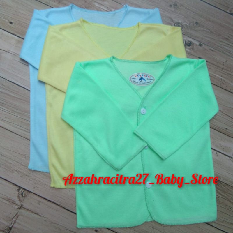 DOLPHIN 6 pcs Baju Panjang Bayi Kancing Polos SNI