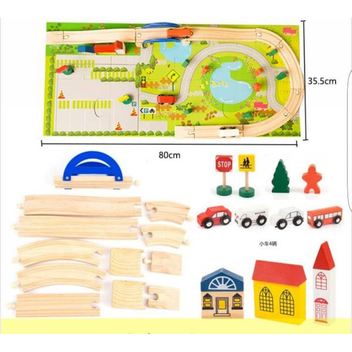 [BIG SALE] RAIL OVERPASS/ railway/ kereta kayu/ mainan edukasi anak/ mainan set mobil mobilan kayu