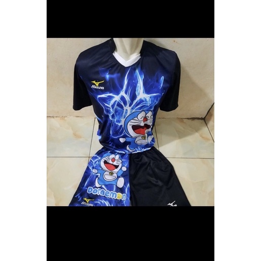 KAOS STELAN OLAHRAGA PRINTING MOTIF DORAEMON BOLA VOLLY