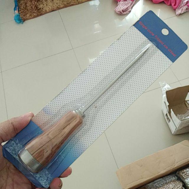 Ice Pick / Tusukan Es / Steel Ice Pick Punch Kitchen Tool Wooden Handle Metal Cover / Cod