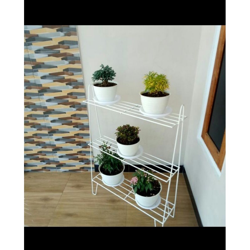 Rak Besi 3 susun - Rak Pot Bunga Besi full besi 3 Tingkat