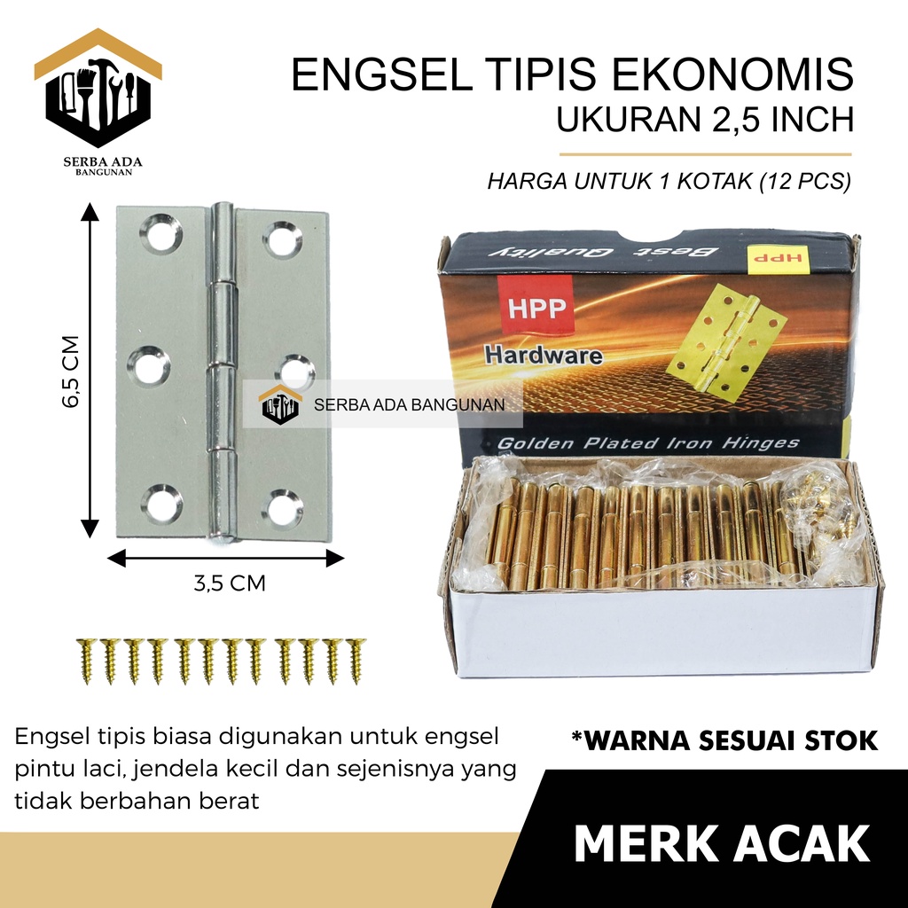 Engsel TIPIS KUNING KANDANG 3&quot; 21/2&quot; 2&quot; (HARGA PABRIK PER LUSIN TIDAK DIECER) Murah Kuat Kotak Box