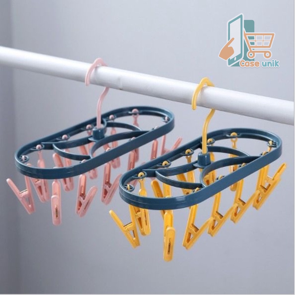 RT52 GANTUNGAN HANGER HOOK JEPIT JEPITAN JEMURAN JEMUR BAJU KAOS KAKI JEPIT 12 KLIP CS3692