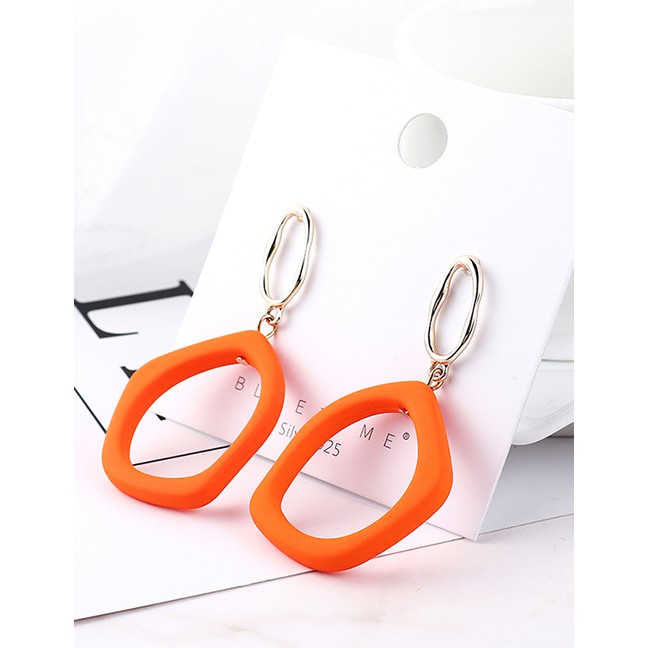 LRC Anting Tusuk Fashion Alloy Scrub Spray Elliptical Ring Earrings Y6186X