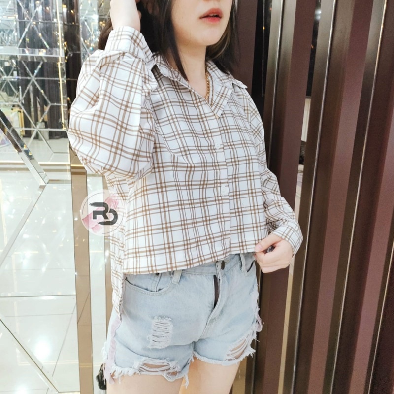 RD FASHION REYNA TARTAN CROP KEMEJA