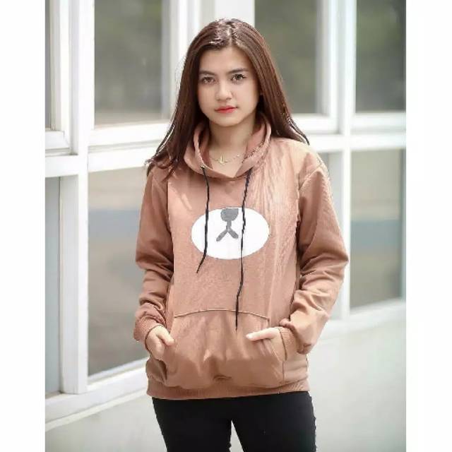 Moca sweater bear hoddie jaket pakaian wanita