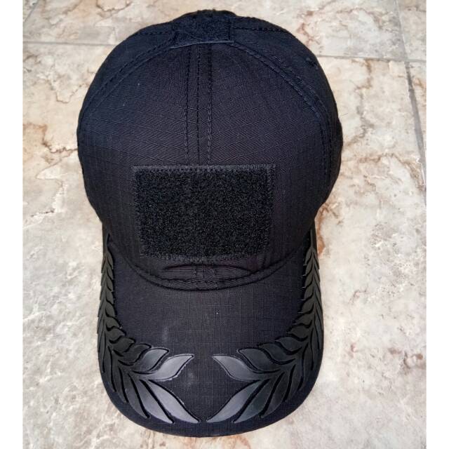 Topi pamen Polri hitam