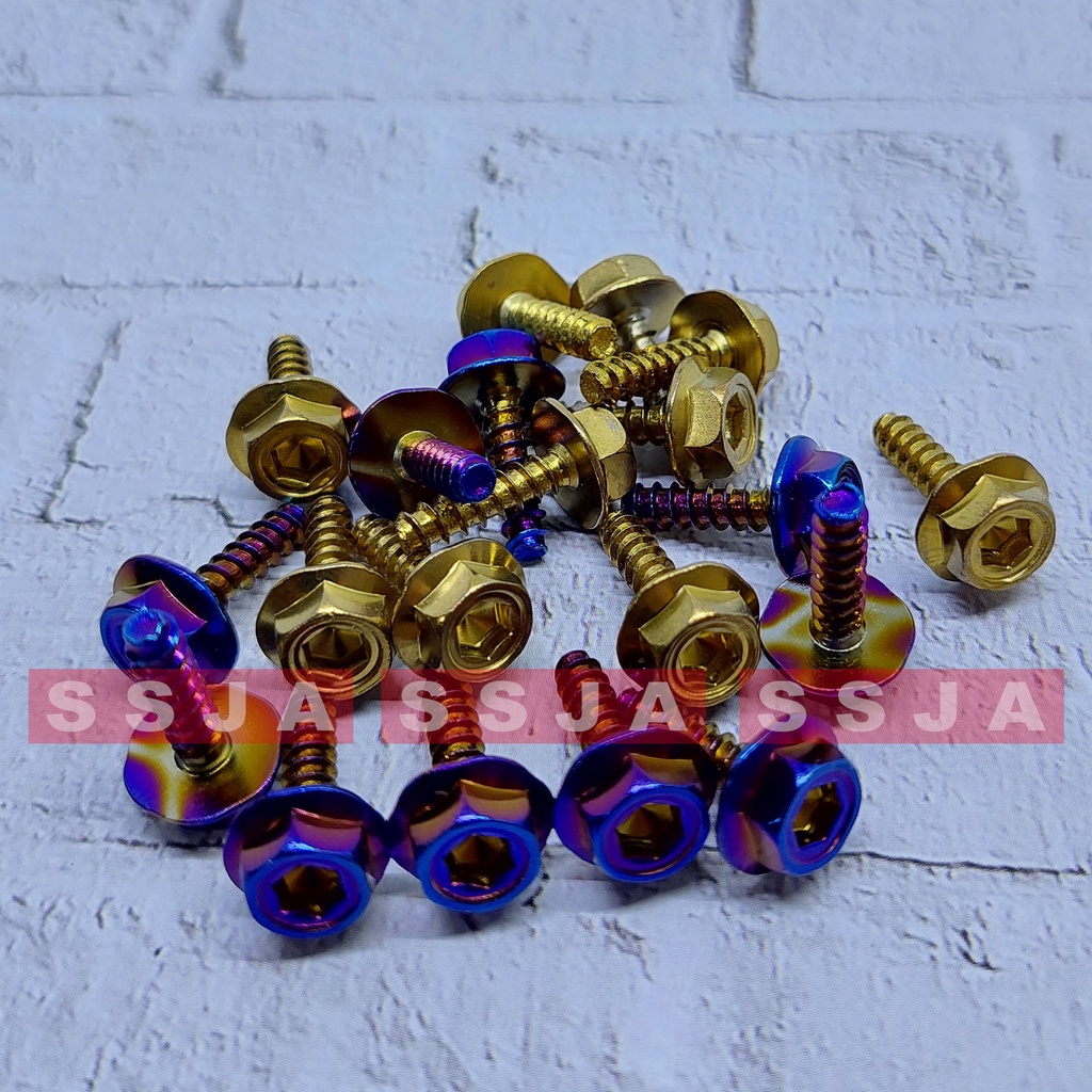 BAUT BODY HONDA TWOTONE GOLD 2 KUNCI 8 DAN KUNCI L  BAUT BODY HONDA BEAT VARIO SCOOPY PCX isi 10 pcs ASLI BESI TIDAK PATAH