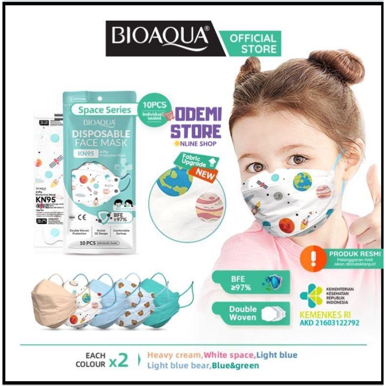 BIOAQUA Disposable Mask EVO Anak Motif N95 KN95 BFE 95% Masker