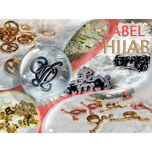 PEMASOK LABEL PLAT HIJAB MERK JILBAB DESAIN  SENDIRI CUSTOM AKSESORIS KERUDUNG BERUPA MERK PIN BROS