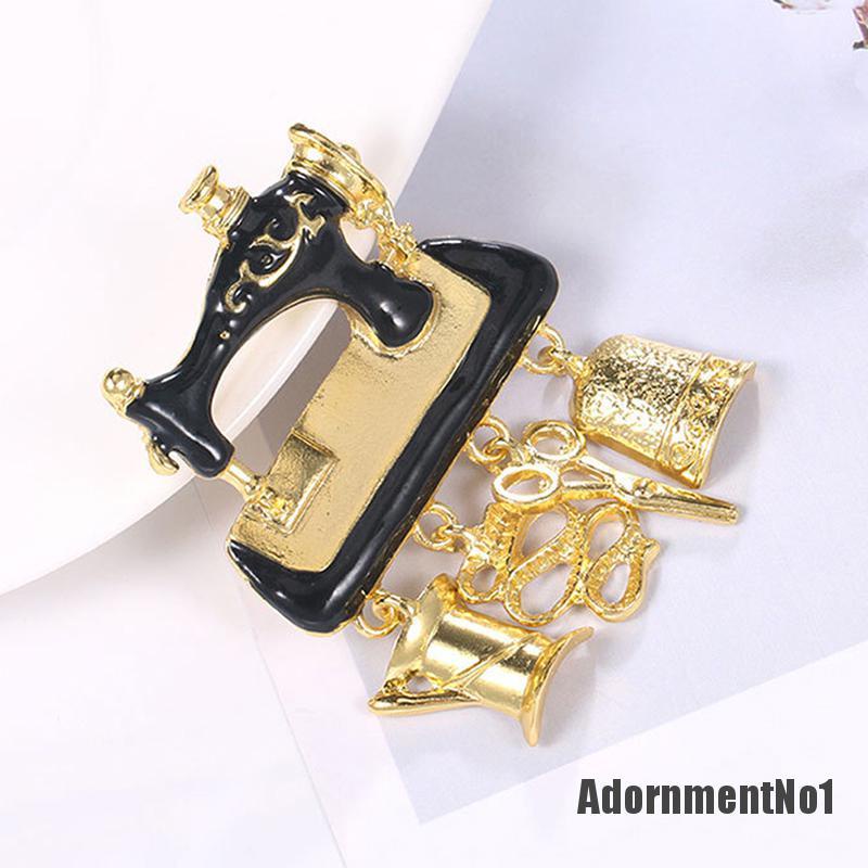 (Adornmentno1) 1pc Bros / Pin Vintage Lapis Emas Bentuk Mesin Jahit Sartorius