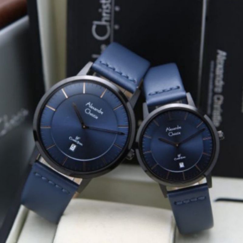 AC8639 Jam Tangan Couple Alexandre Christie AC 8639 Couple Original Biru
