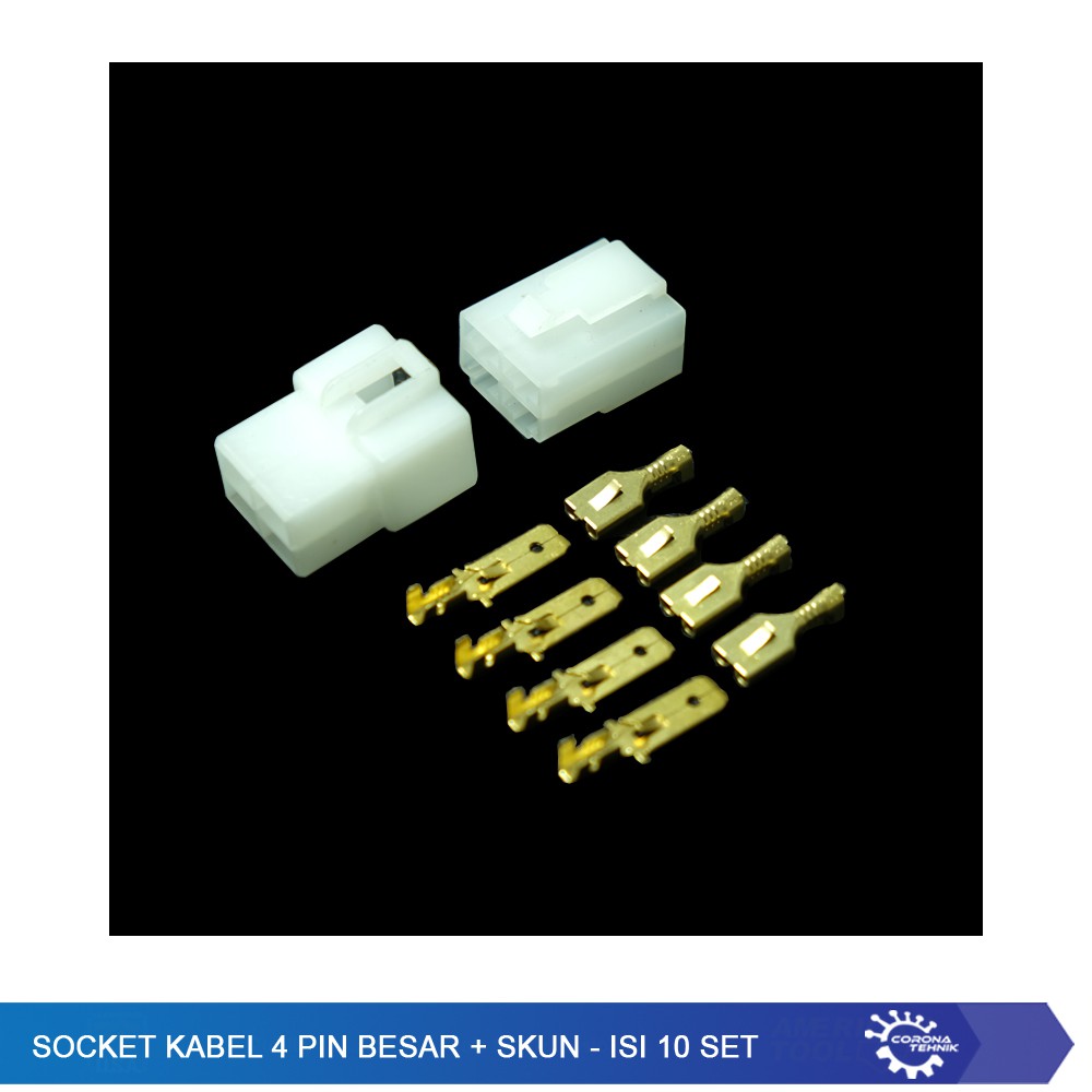 Socket Kabel 4 Pin Besar + Skun - Isi 10 Set