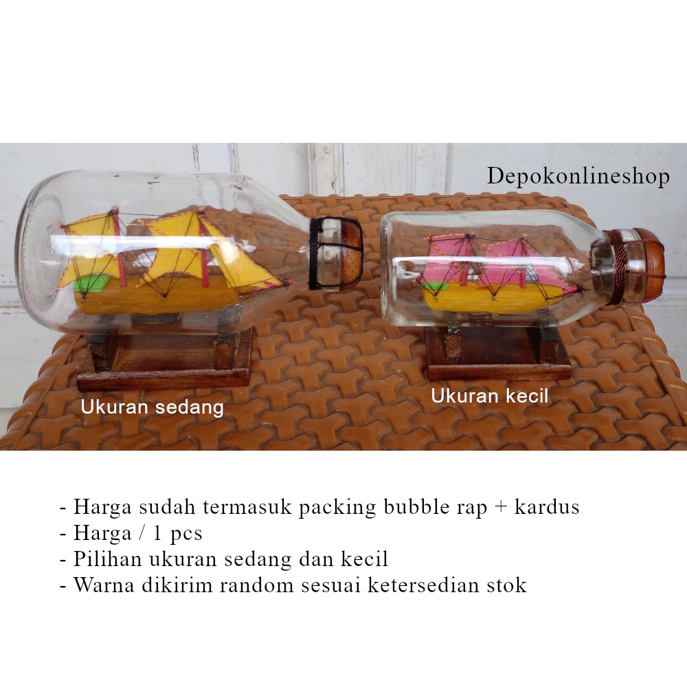 Botol Pajangan Ruangan Rumah Hiasan Meja Kerja Kantor Miniatur Perahu Layar Hiasan Lemari Pajangan Rak Dinding Unik Dekorasi Kamar Tidur Anak Laki Perempuan Kapal Laut Pinisi Dalam Botol Murah