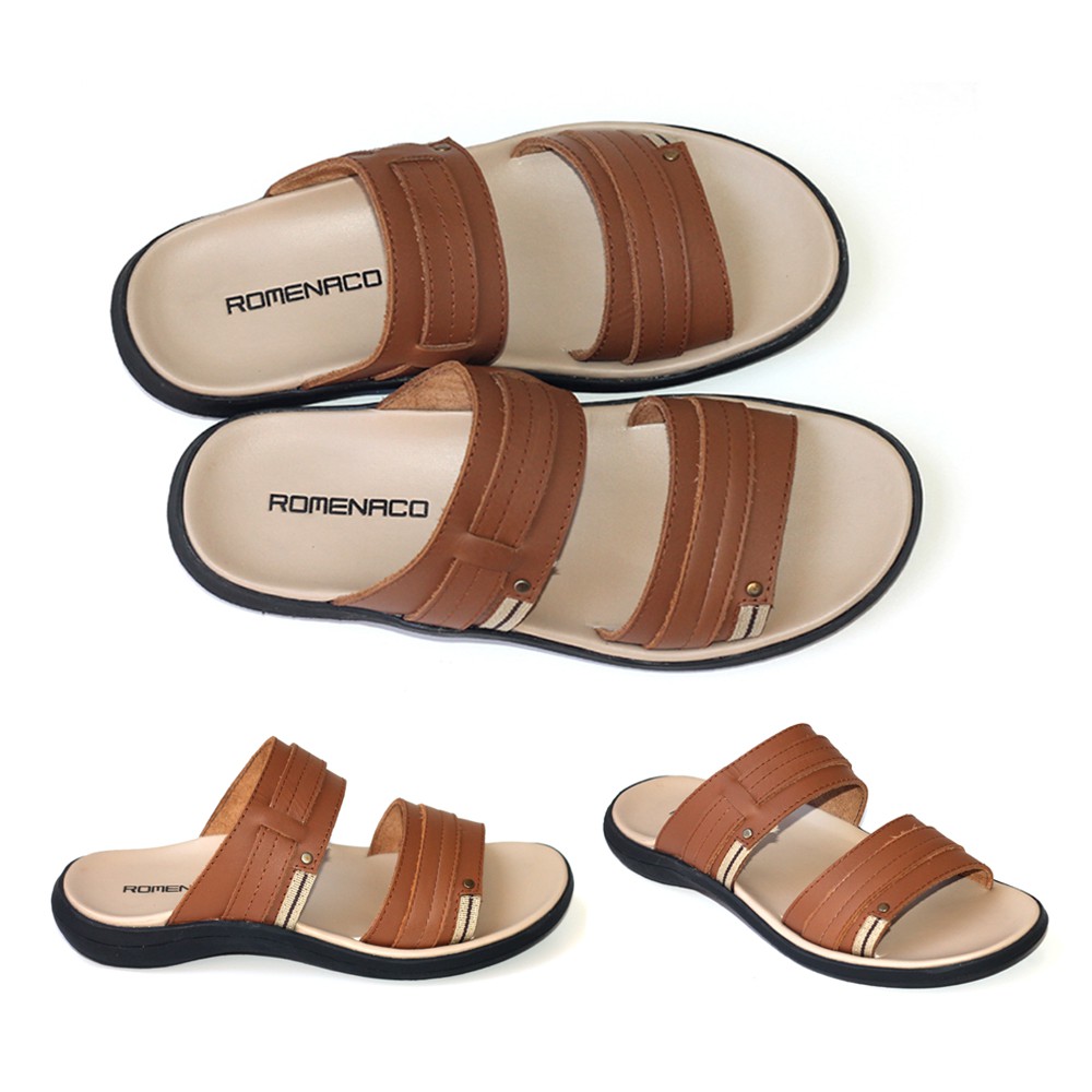 ROMENACO Sandal Pria Upper Kulit Asli - V03  Tan