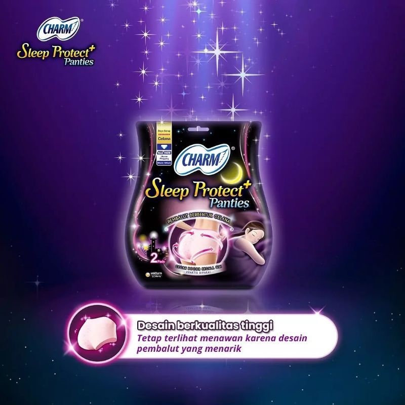 Charm Sleep Protect Plus / Protect+ Panties isi 2 Pads Pembalut Wanita