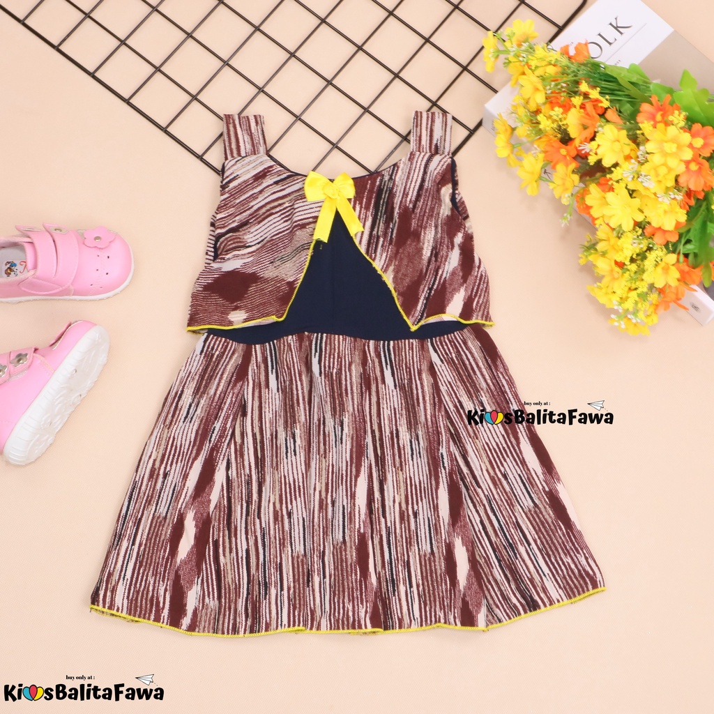 Dress Selly uk 1-2 Tahun / Dres Anak Perempuan Murah Bahan Katun Adem Baju Kensi Cewek Gaun Import