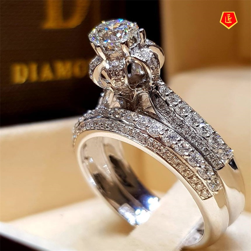 [Ready Stock]Fashion Luxury Temperament Fully-Jewelled Ring Set