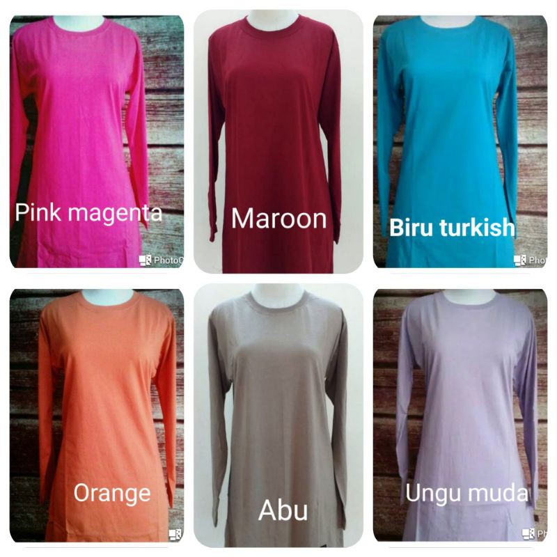 XXL BIG Kaos Tunik Polos Wanita Muslimah Panjang Olahraga Tebal lembut cotton combed