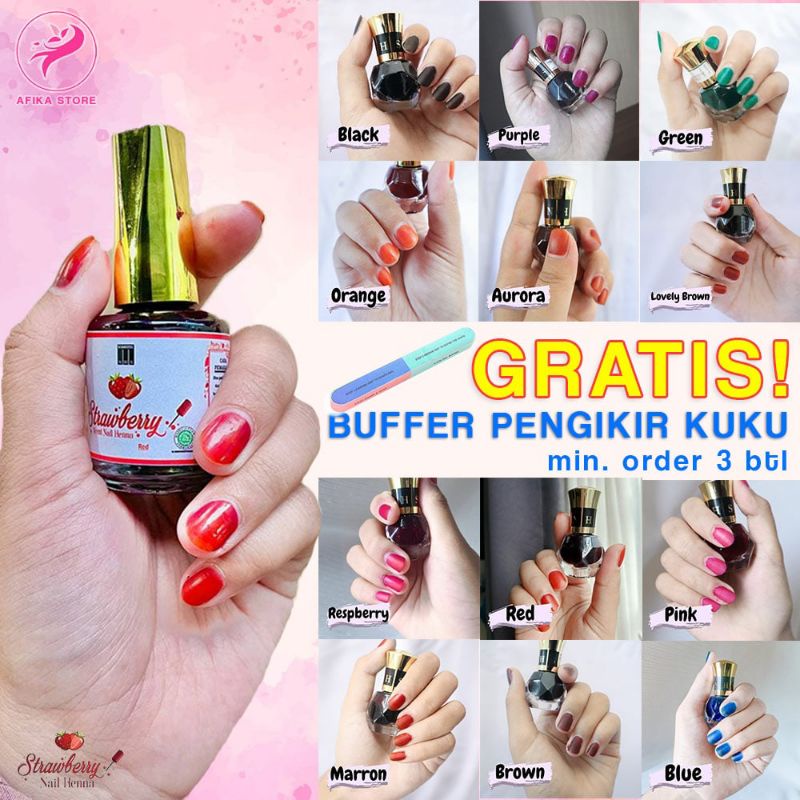 TTERLARIS!!!Henna Kuku - Kutek Henna Halal / Nail Henna Sah Sholat /Strawberry Nail Henna Mempercantik kuku