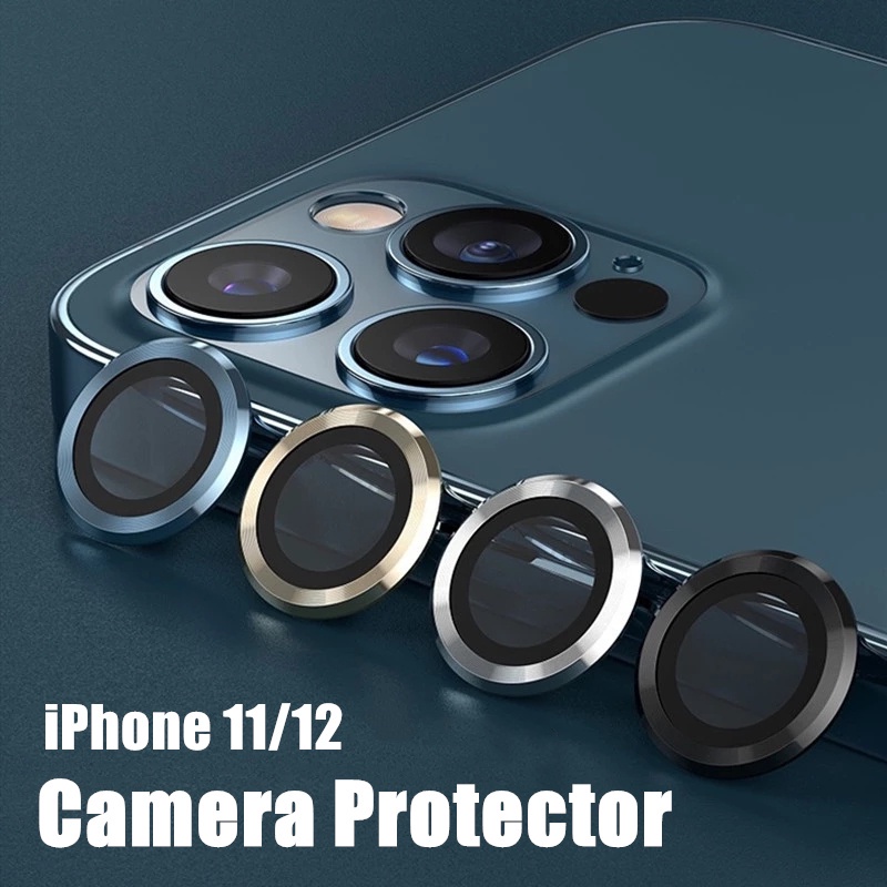 For iPhone 12 Pro Max 11 Pro max Metal Glass Metal Ring Camera Lens Protectors for iPhone 12mini 11 / 12pro Protective Cover