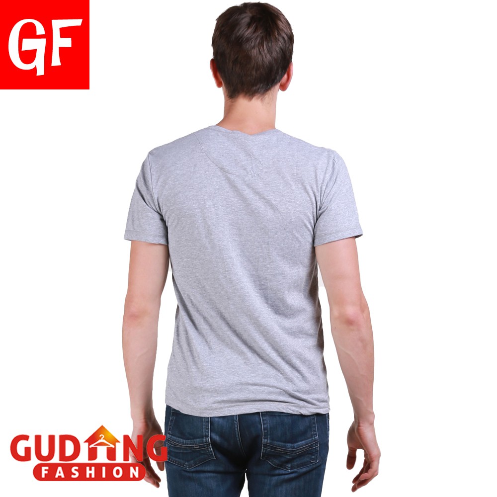 Basic Tshirt Pria Lengan Pendek Polos Leher V Spandek Abu Muda – FP 530