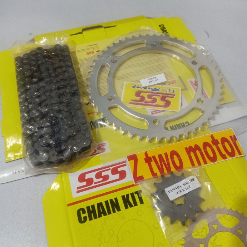Gear set yamaha wr 155 rantai 428 sss gear depan belakang wr155 gear seat depan belakang wr155 sss