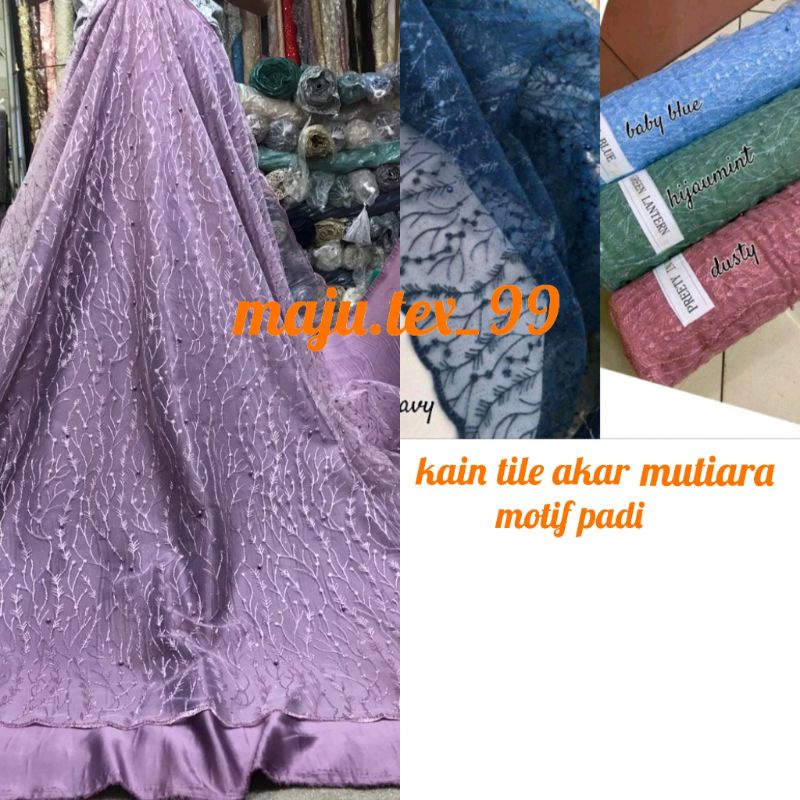 kain tile akar mutiara //tile akar motif padi //terlaris