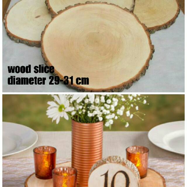 Wood slice/potongan kayu, hiasan meja, dekorasi taman