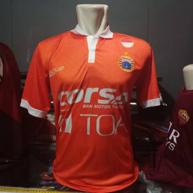 Jersey atasan baju bola persija retro league orange  limited edition