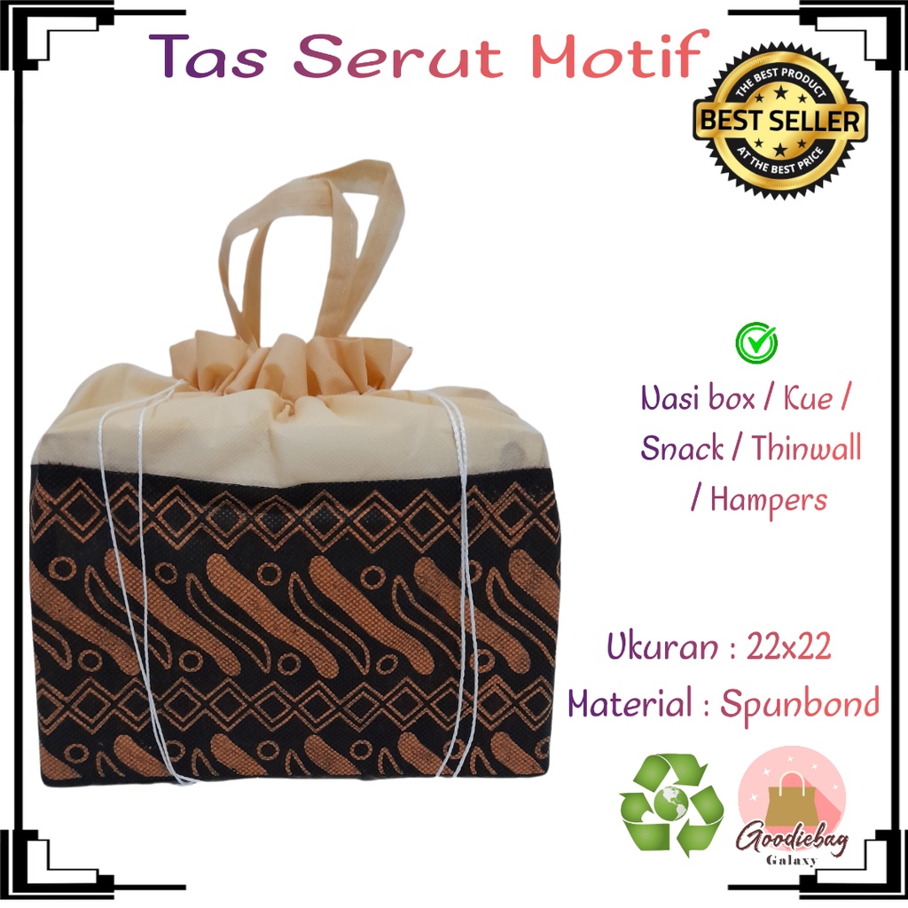 

Goodie bag serut batik spunbond 22x22 tas hajatan selamatan syukuran berkat kotak nasi murah
