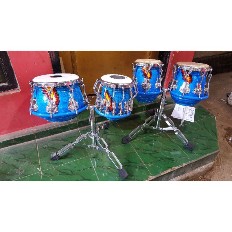 Kendang Ketipung Dangdut Ring V8 Tak Petir Plus Kempul Ring V8 V6 Warna Blue Marmer