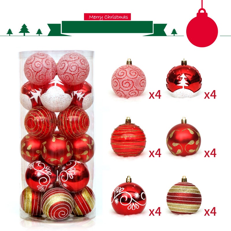 [ 24Pcs/Set 6cm Plastic Color Christmas Decoration Ball  Tree Decorative Pendant Accessories ]