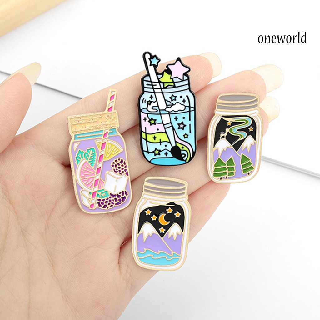 OW@ Cartoon Enamel Pin Ink Bottle Brooch Lapel Coat Jar Badge Clothing Accessories