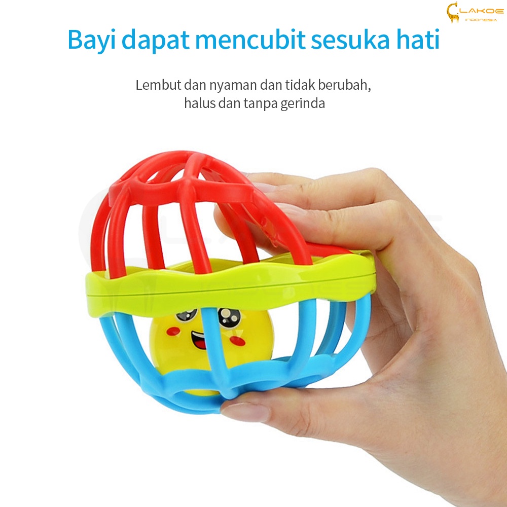 LAKOE Mainan Bayi/Bola Putar Rattle Teether Bahan Plastik Lembut Dengan Suara Kerincingan