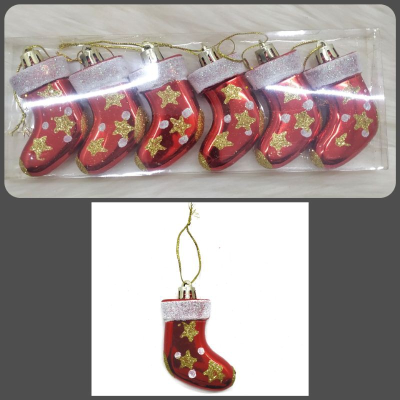 Ornamen Natal/Gantungan pohon Natal sepatu santa ME1526