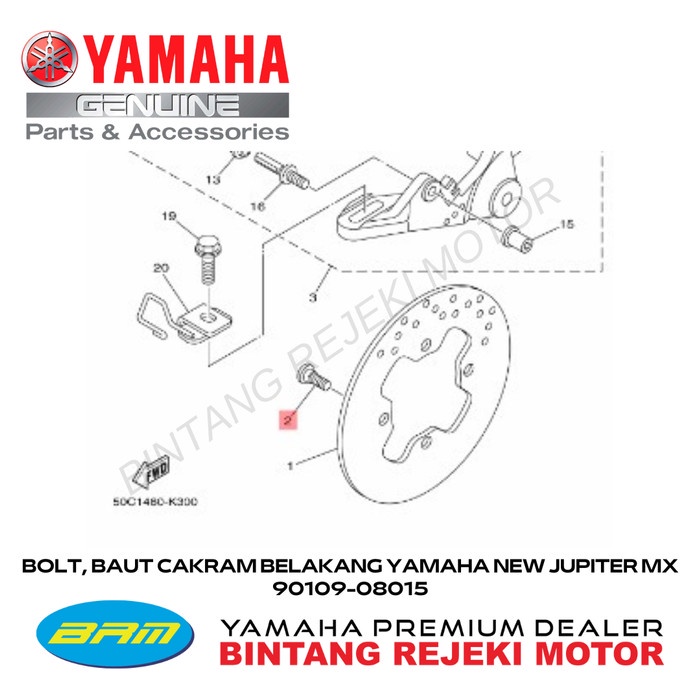 BOLT, BAUT CAKRAM BELAKANG YAMAHA NEW JUPITER MX 90109-08015