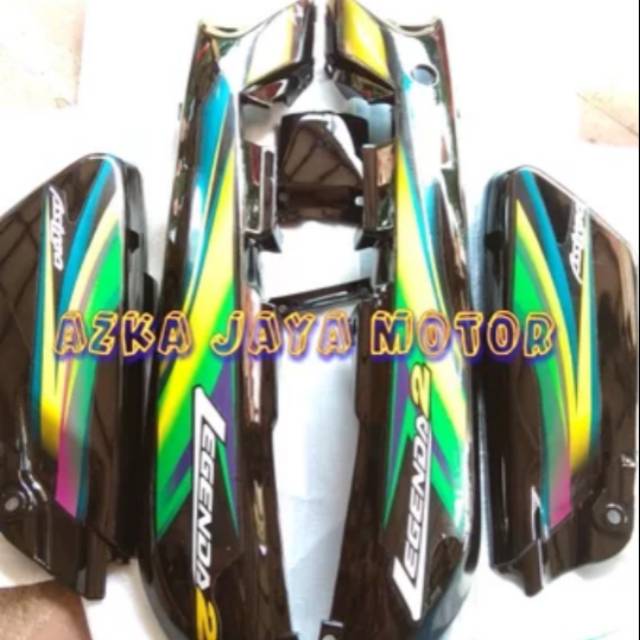 Cover body honda legenda 2 plus cover box aki plus striping warna hijau