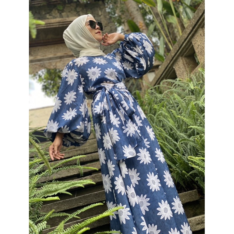 baju drees wanita muslimah | drees casual terbaru motif bunga