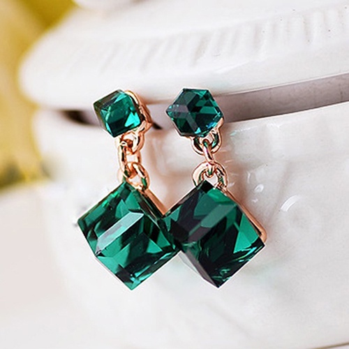 Hu Hu Hu Hu Hu Alat Bantu Pasang Kacamata♡ Anting Stud Liontin Bentuk Kubik Persegi Gaya Korea Untuk Wanita