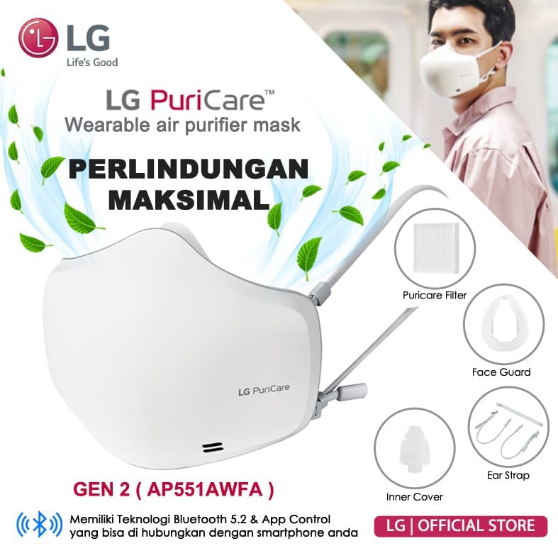 MASKER LG AP551AWFA GEN 2 PURICARE MASK WEARABLE AIR PUTIFIER AP551