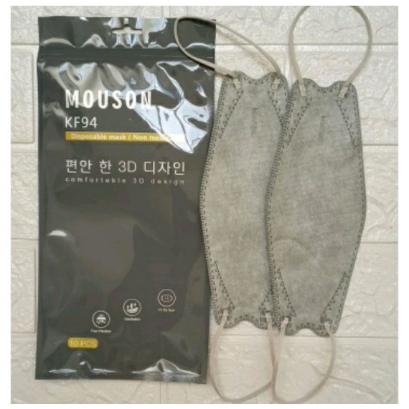 Masker Mouson KF94 isi 10pcs (Abu-Abu)