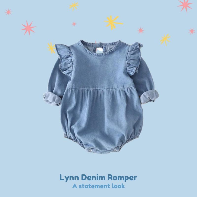 MN Lynn Denim romper anak bayi / baby kid denim romper-2