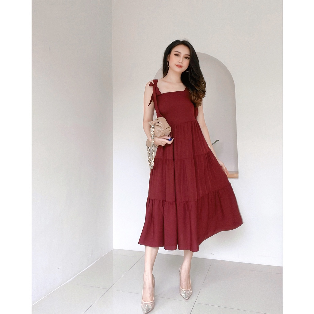 Dreaa Selutut Kondangan Casual Pakian Natal Cewe Mewah Elegan Dres Remaja Dreaa Perempuan Dris Gerej